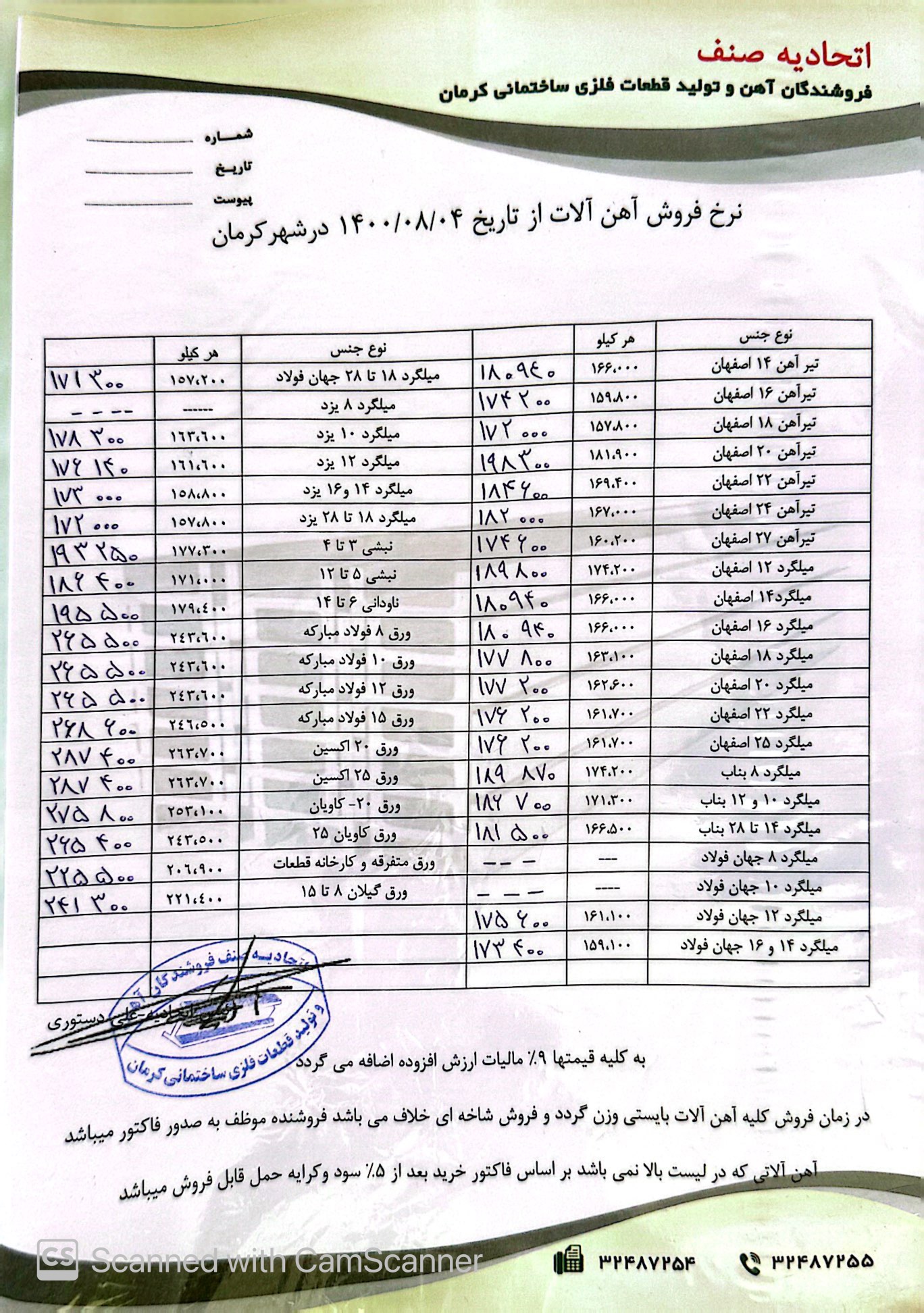 نرخنامه1400/08/04